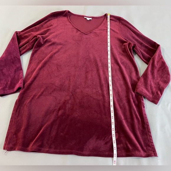 Pure J Jill Sz Large Bordeaux Velour Velvet Tunic V-Neck Long Sleeve Stretch - Picture 5 of 10